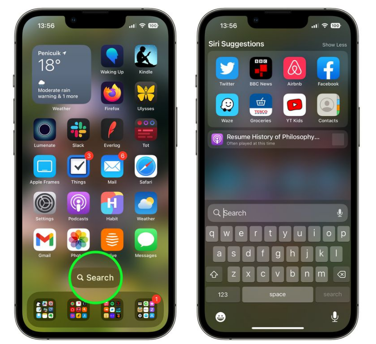 庐阳苹果手机维修分享升级到 iOS 16 后，如何删除主屏幕上的搜索按钮 